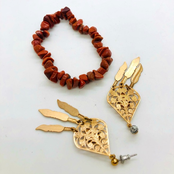 Vintage Sandstone Earrings & Bracelet - Picture 8 of 12